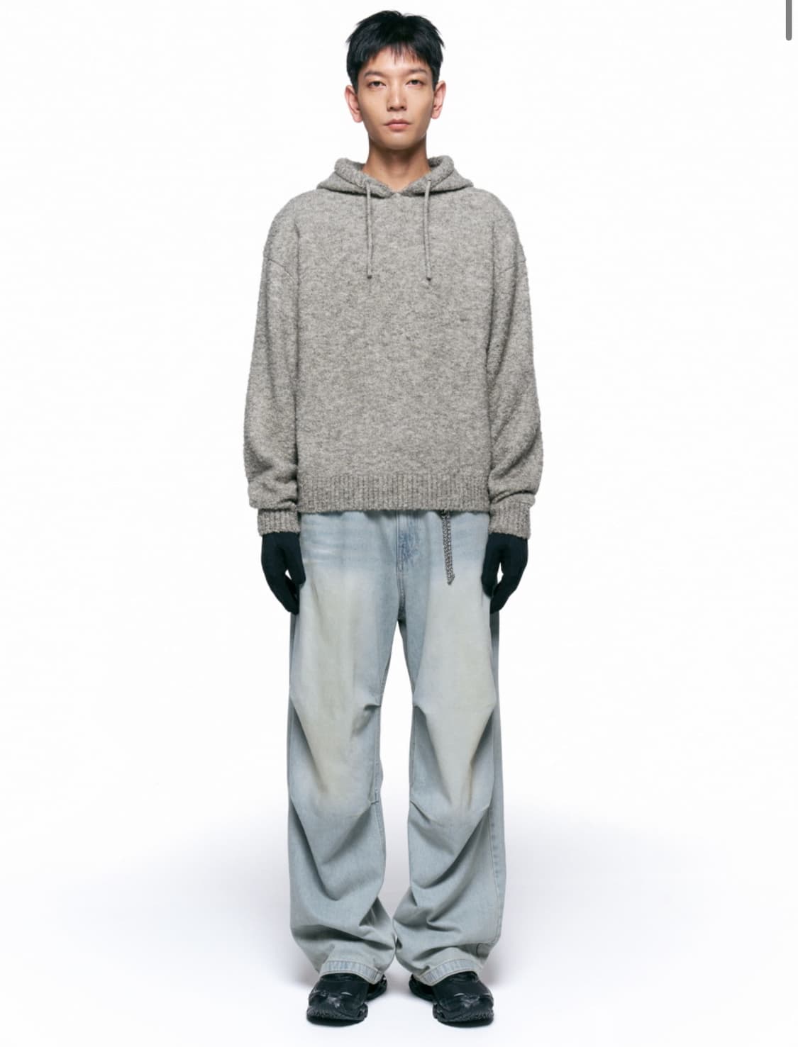 인사일런스 부클 니트 후디 ASH BROWN L사이즈 상품이미지3