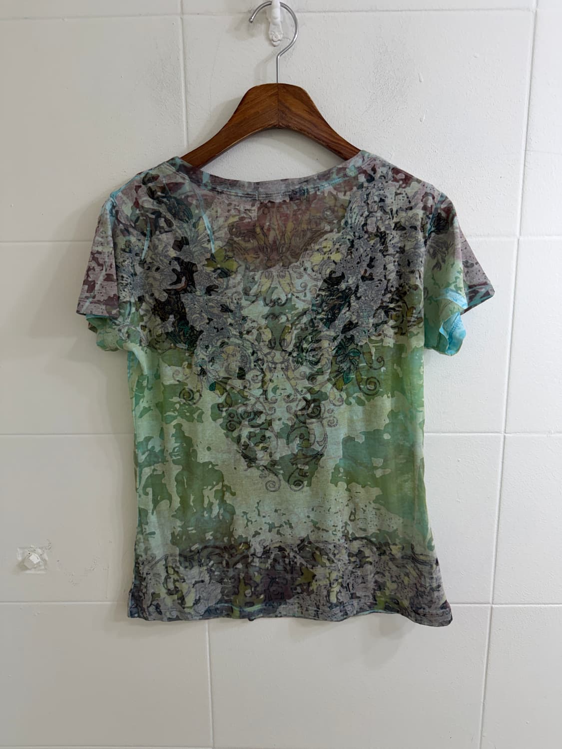 (상의 세트) 그런지 페어리 큐빅 반팔 티셔츠 + 옐로우 란제리코어 나시 상품이미지5