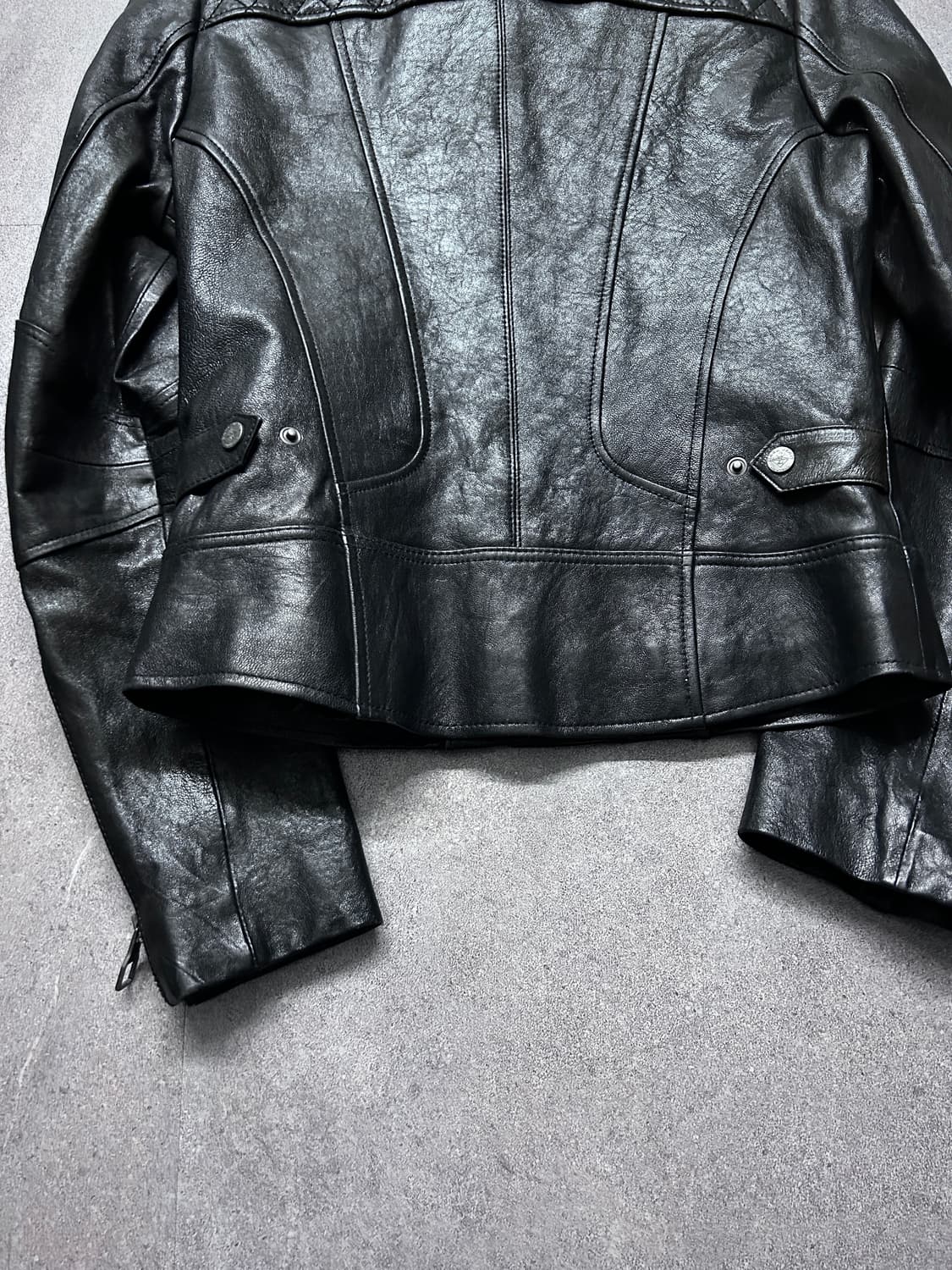 퀼팅 더블 지퍼 램스킨 라이더 자켓 상품이미지6