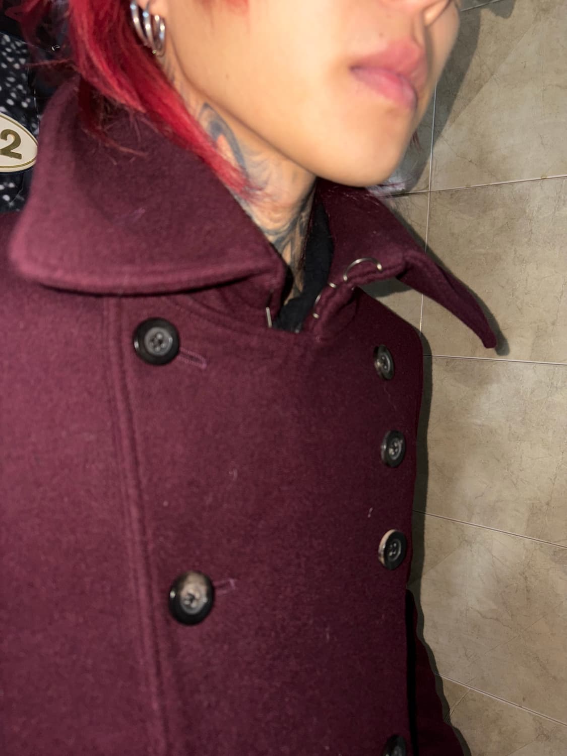 No id burgundy wool peacoat 상품이미지3