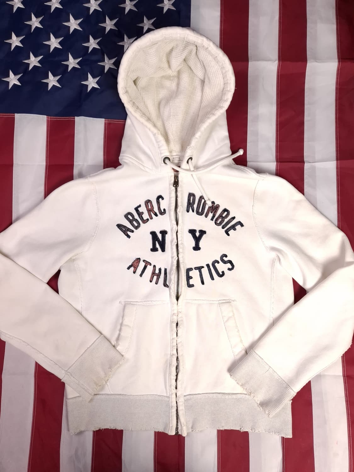 오리지날 아베크롬비 빈티지 화이트 후드 집업 상품이미지1