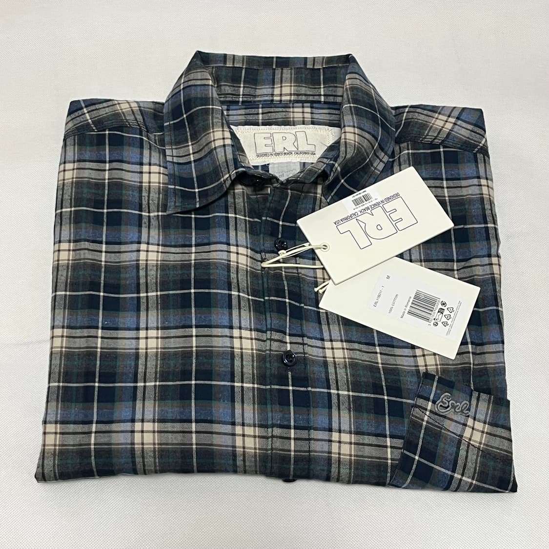 [M,L]이알엘 ERL 25fw BLUE PLAID 체크 셔츠 상품이미지2
