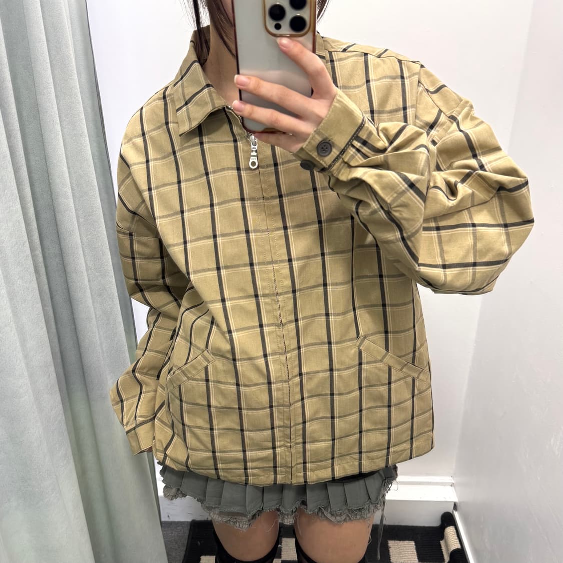 Urban collection 베이지 체크 알파카 자켓  상품이미지2