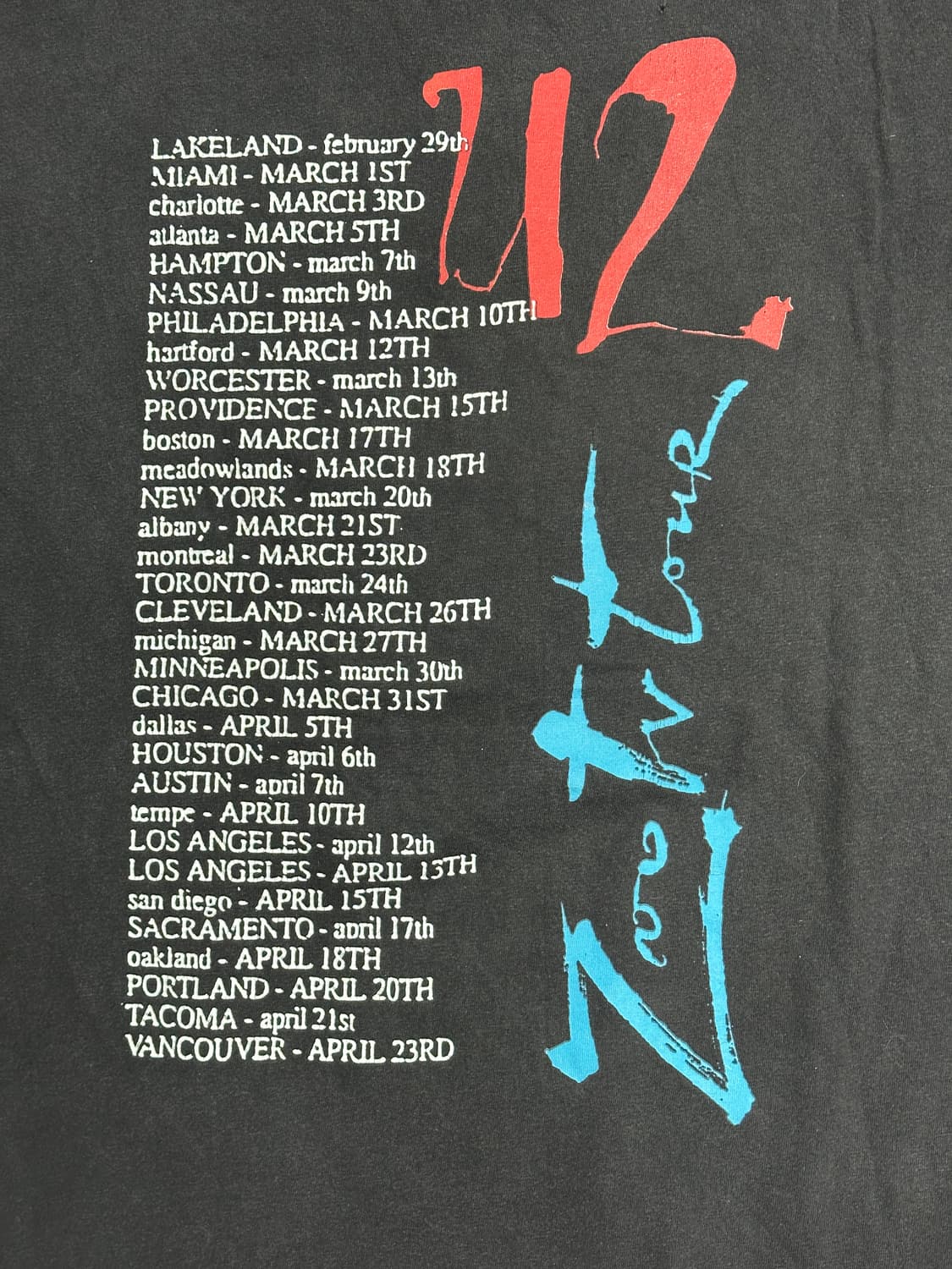 1991' U2 Zootv 투어 밴드 티셔츠 L 상품이미지4