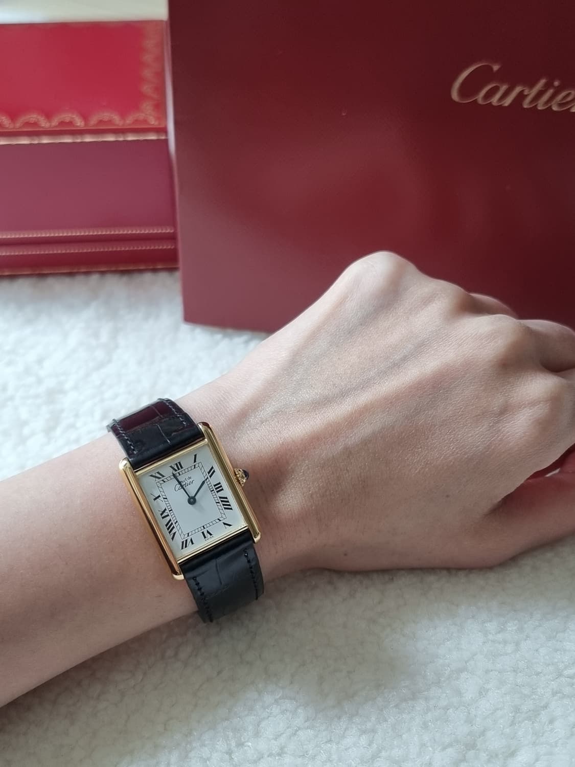 까르띠에 빈티지 탱크머스트 라지 화이트다이얼 핀버클 시계 (남여공용) 상품이미지8