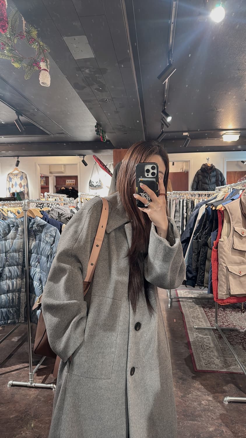 한섬 시스템 낙타 울 그레이 오버핏 롱 코트 M 상품이미지9