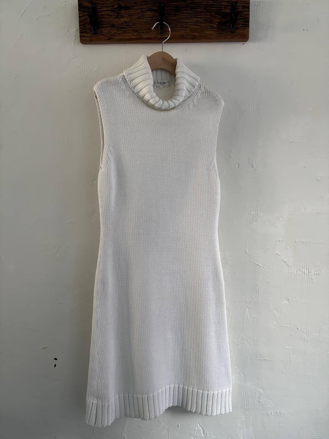 CELINE 셀린느 화이트컬러 터틀넥 슬리브리스 코튼 원피스 상품이미지5