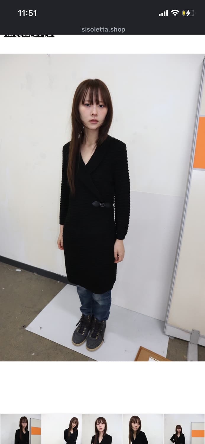 black ribbed wrap knit dress 상품이미지7