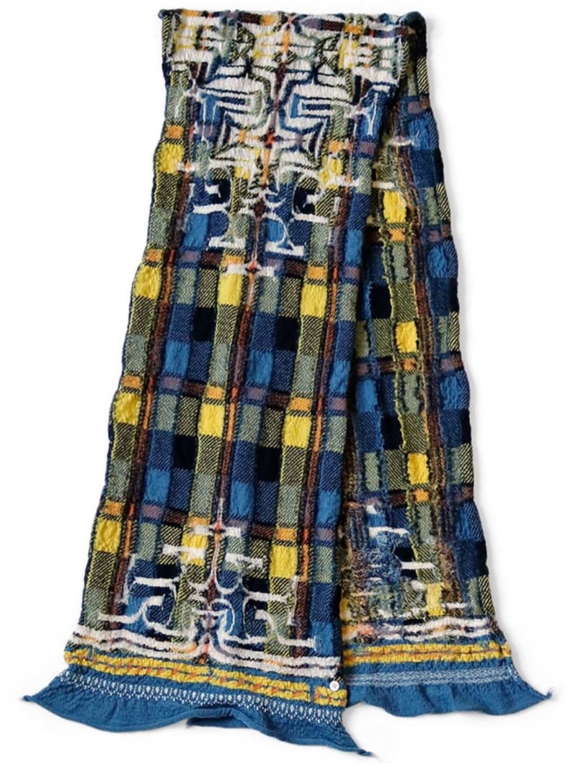 캐피탈 풀 렝스 울 타르탄 아이누 해피 머플러 블루 상품이미지1