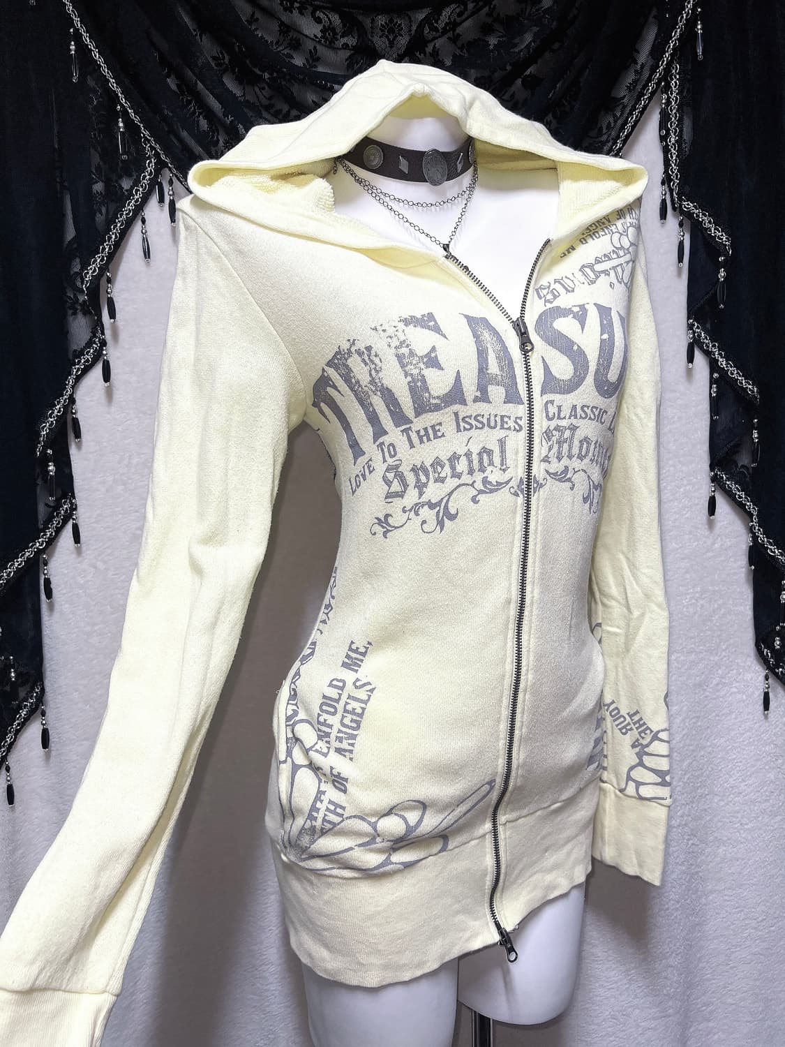 glitz 글리츠 갸루 펑크 y2k 와투케 레터링 투웨이 후드집업 원피스 상품이미지8