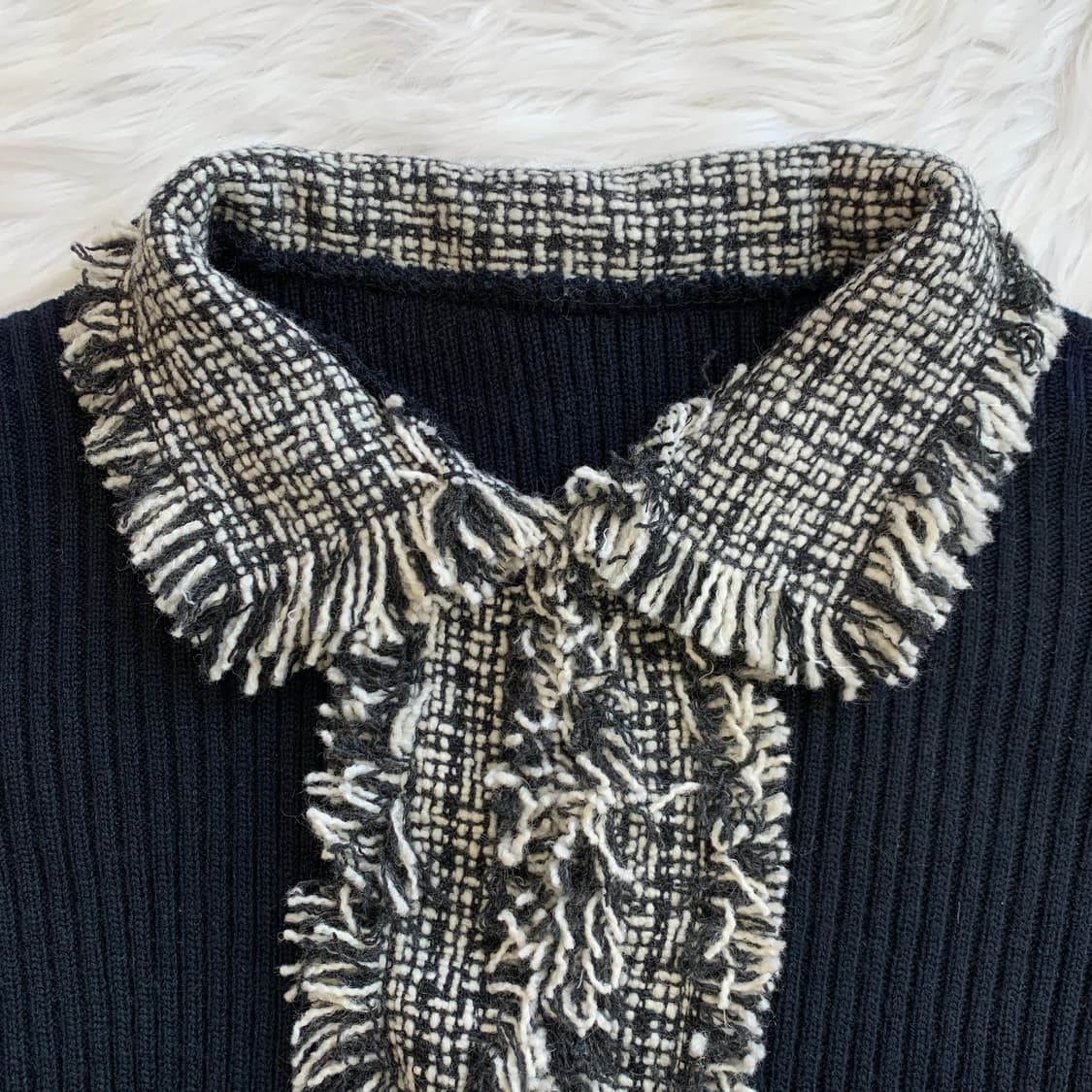 일본 빈티지 G.dream 트위드 배색 골지 가디건 1692 상품이미지4