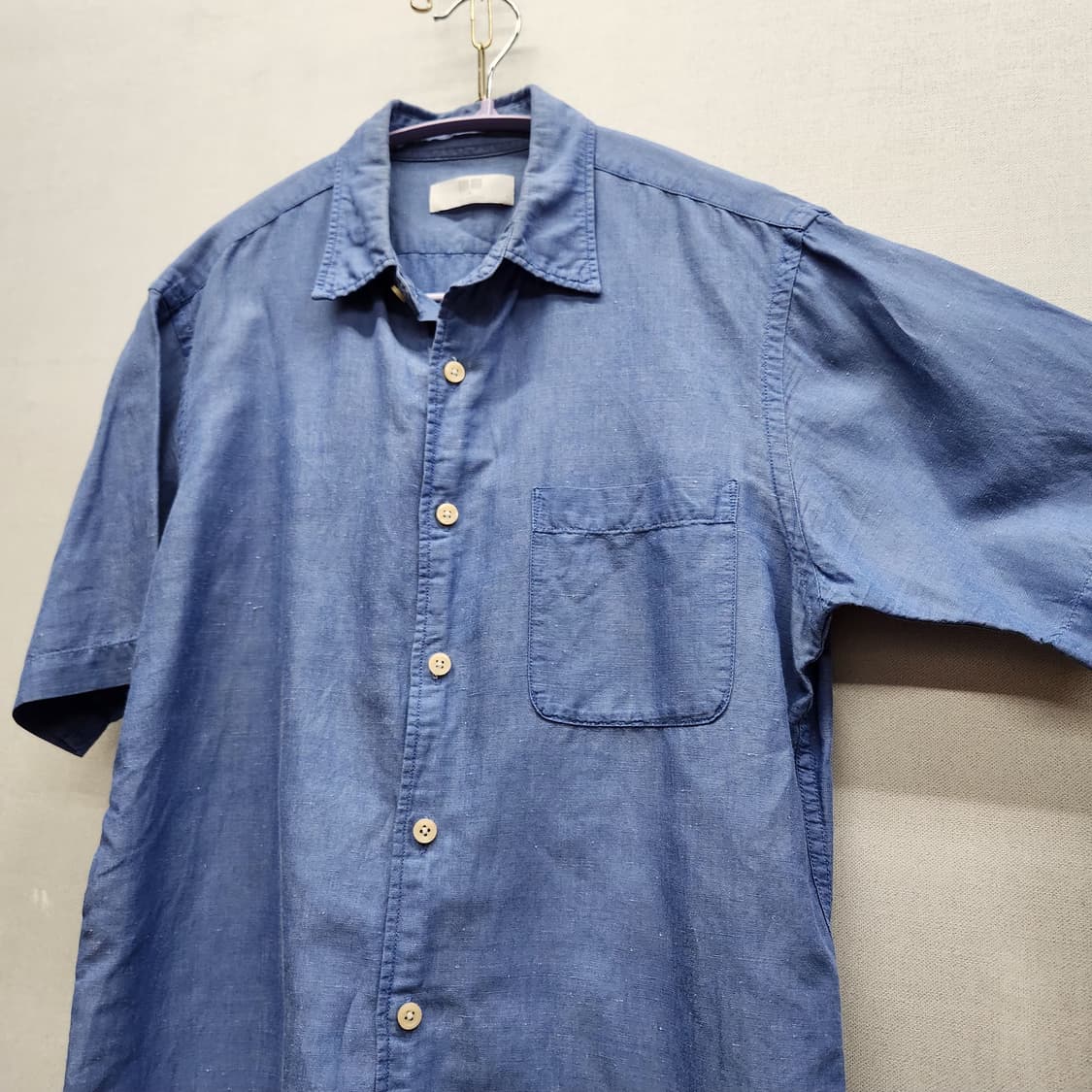유니클로 원포켓 린넨혼방 반팔셔츠 M(M) 남여공용 상품이미지3
