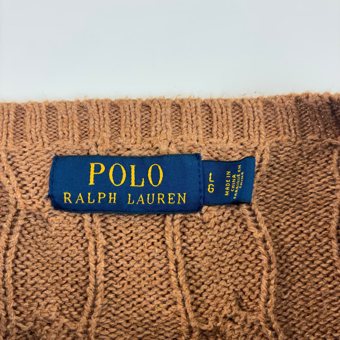 Polo  폴로 랄프로렌 자수 코튼 라이트브라운 꽈배기 니트  상품이미지4