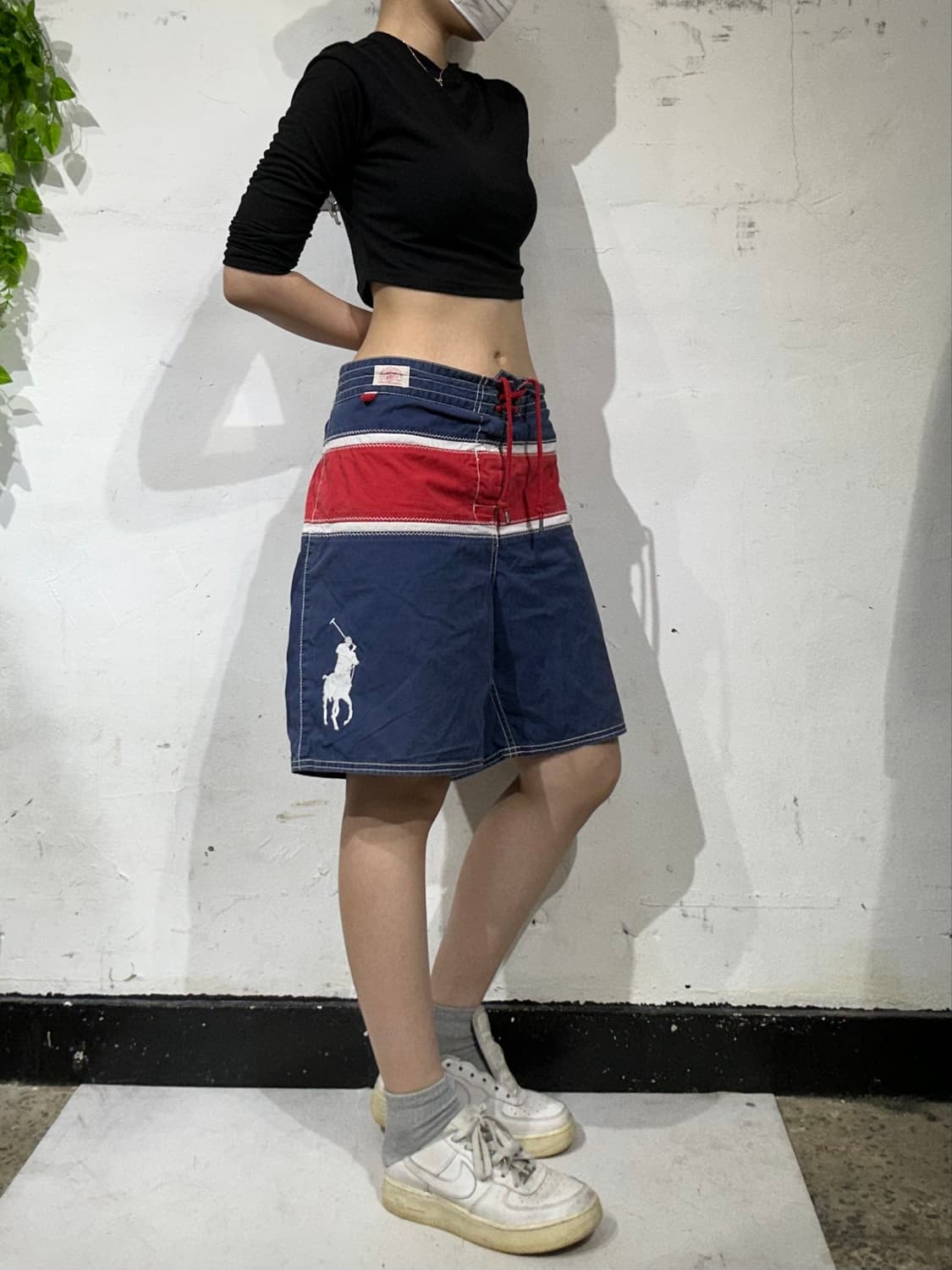 폴로 네이비 레드 라인 화이트 빅 포니 반바지 버뮤다 팬츠 XL 상품이미지1