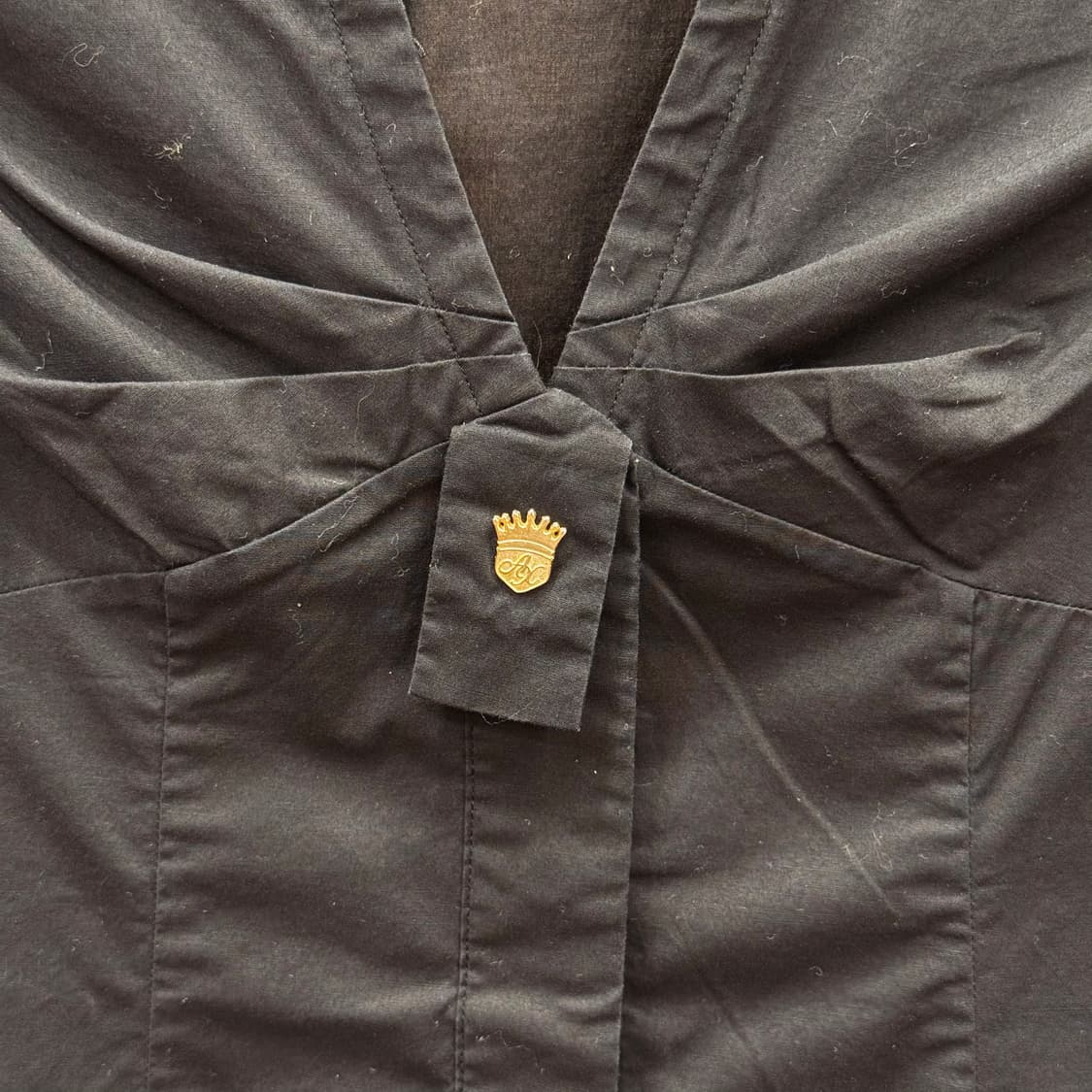 아르마니 익스체인지 딥브이넥 버튼 셔츠 블라우스 7부 소매 블랙 상품이미지6