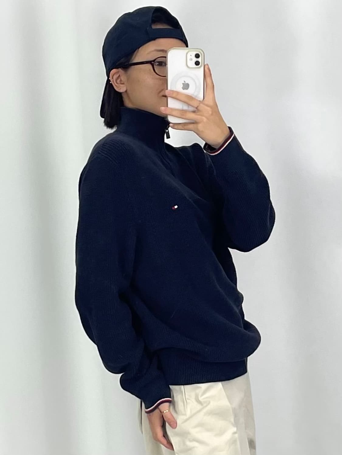  [M]타미힐피거 반집업 네이비 니트 상품이미지2