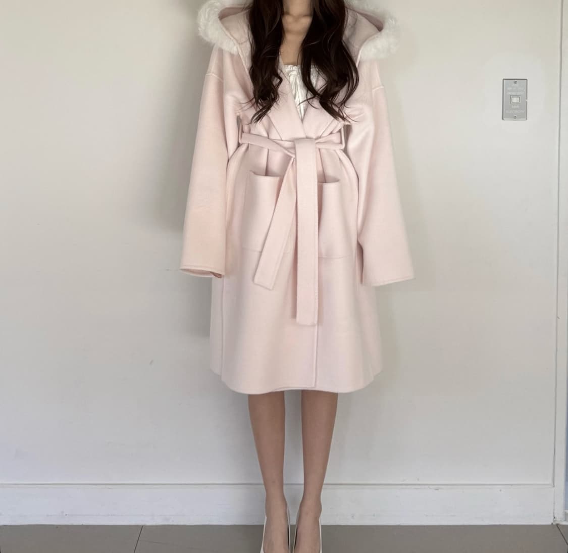 클리시어 Lilac merino wool coat, Soft pink 상품이미지4