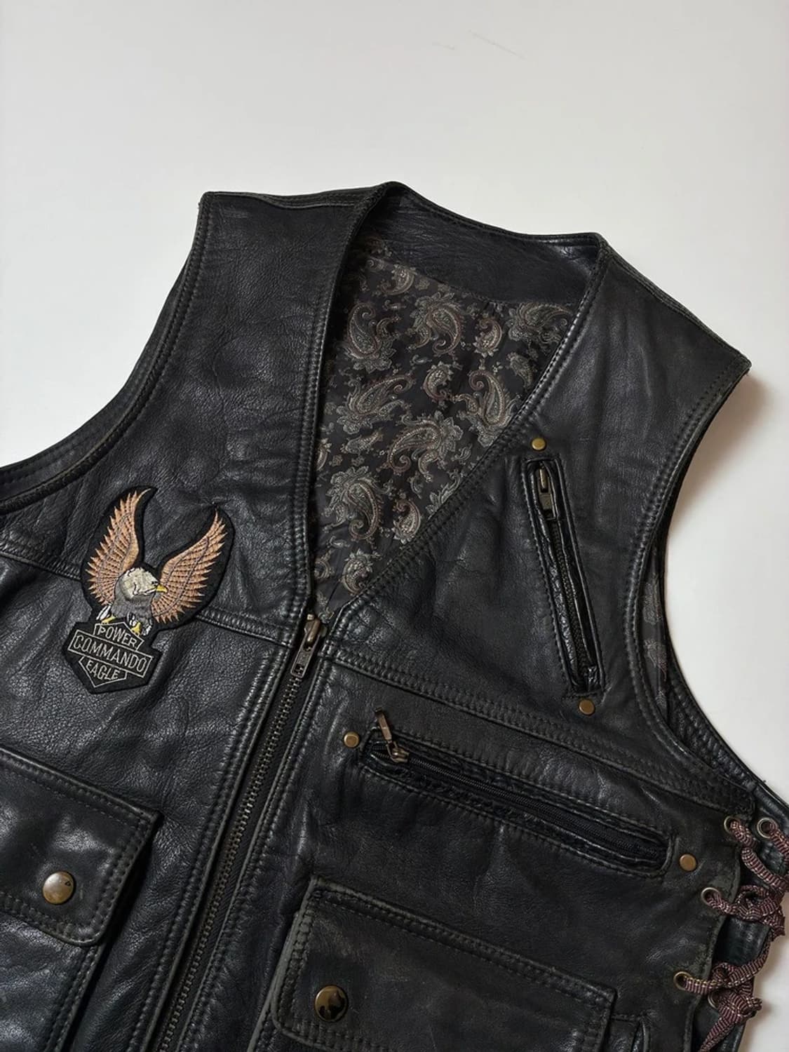 Selected 할리 복각 자수 코르셋 소가죽 베스트 PN8172 상품이미지2