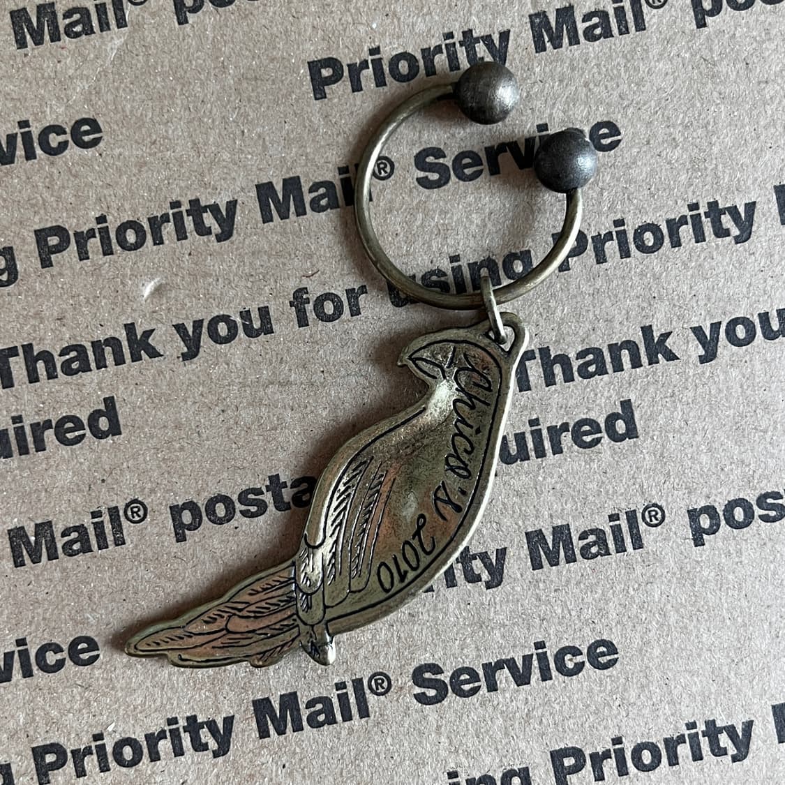 90s vtg Rhinestone Parrot Keyring 상품이미지2