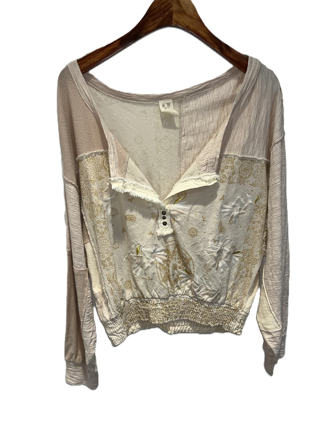 내추럴 패치워크 플라워 브이넥 블라우스 상품이미지2