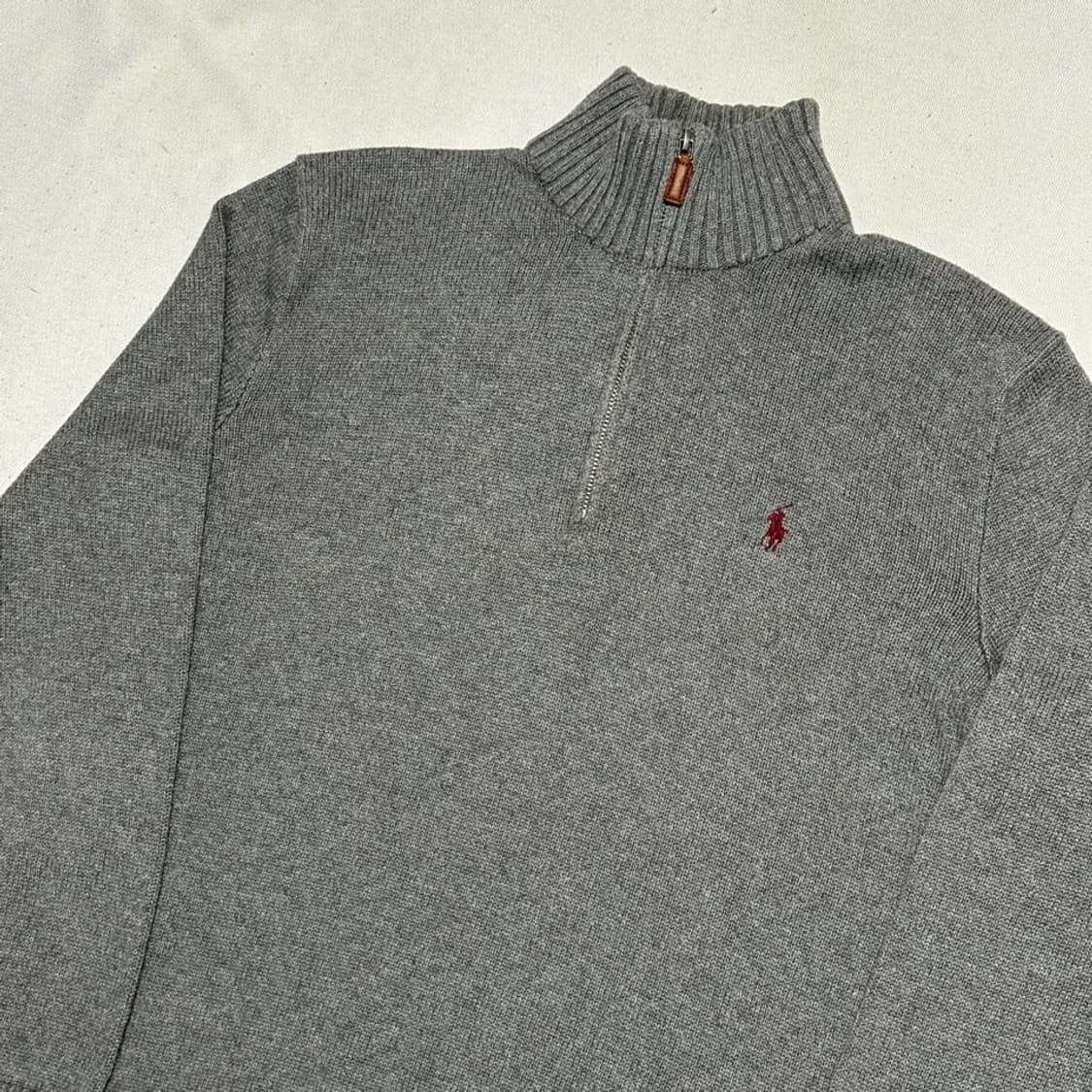 M 폴로랄프로렌 코튼 그레이 반집업 니트 상품이미지1