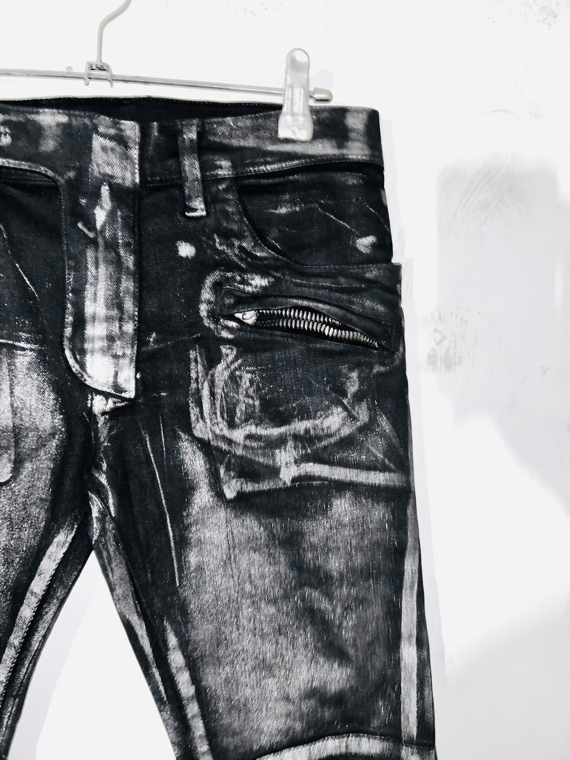 Balmain 발망 실버 코팅 바이커 진 상품이미지2