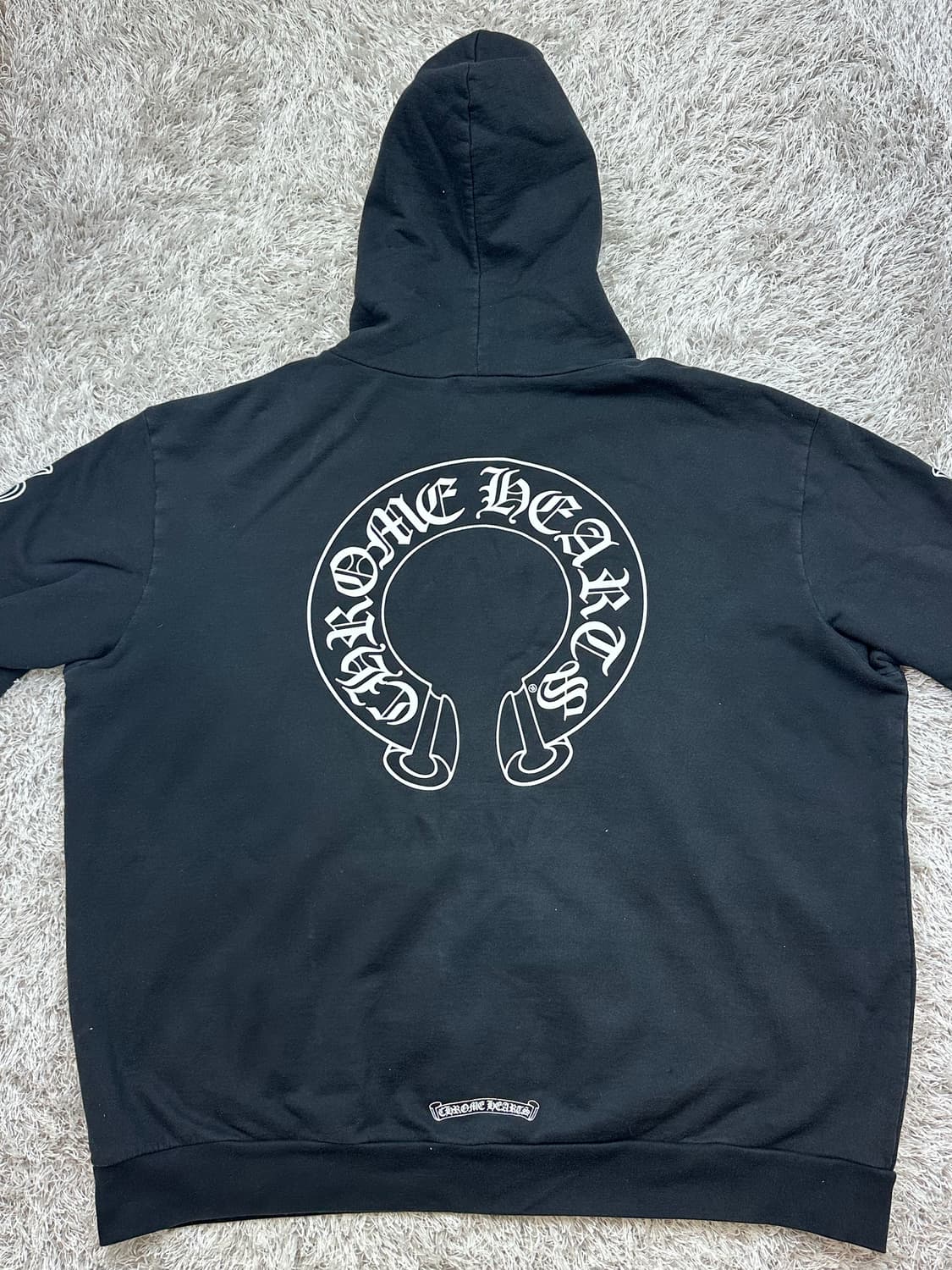 [XXL] 백화점판 정품 크롬하츠 홀스슈 플로랄 플리스 집업 후드 블랙 상품이미지3