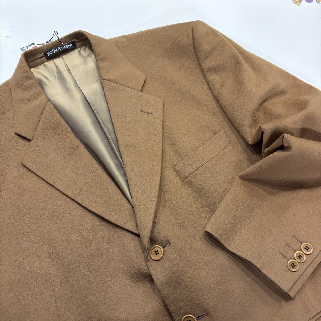 [41R] 입생로랑 뿌르 옴므 베이지 캐시미어 울 블레이저 자켓 B321 상품이미지3