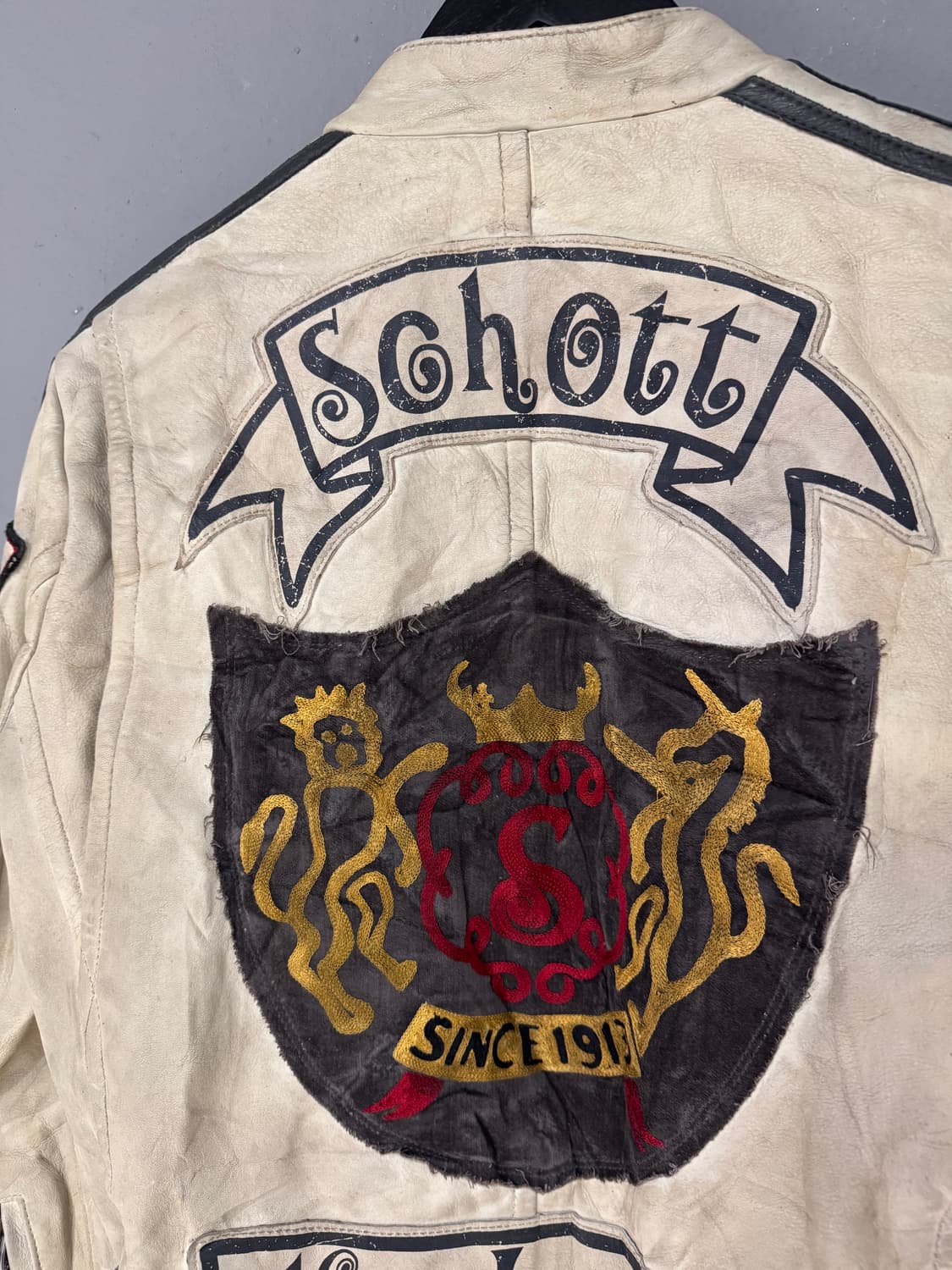 Schott 쇼트 패치 모터사이클 카우하이드 가죽자켓  상품이미지9