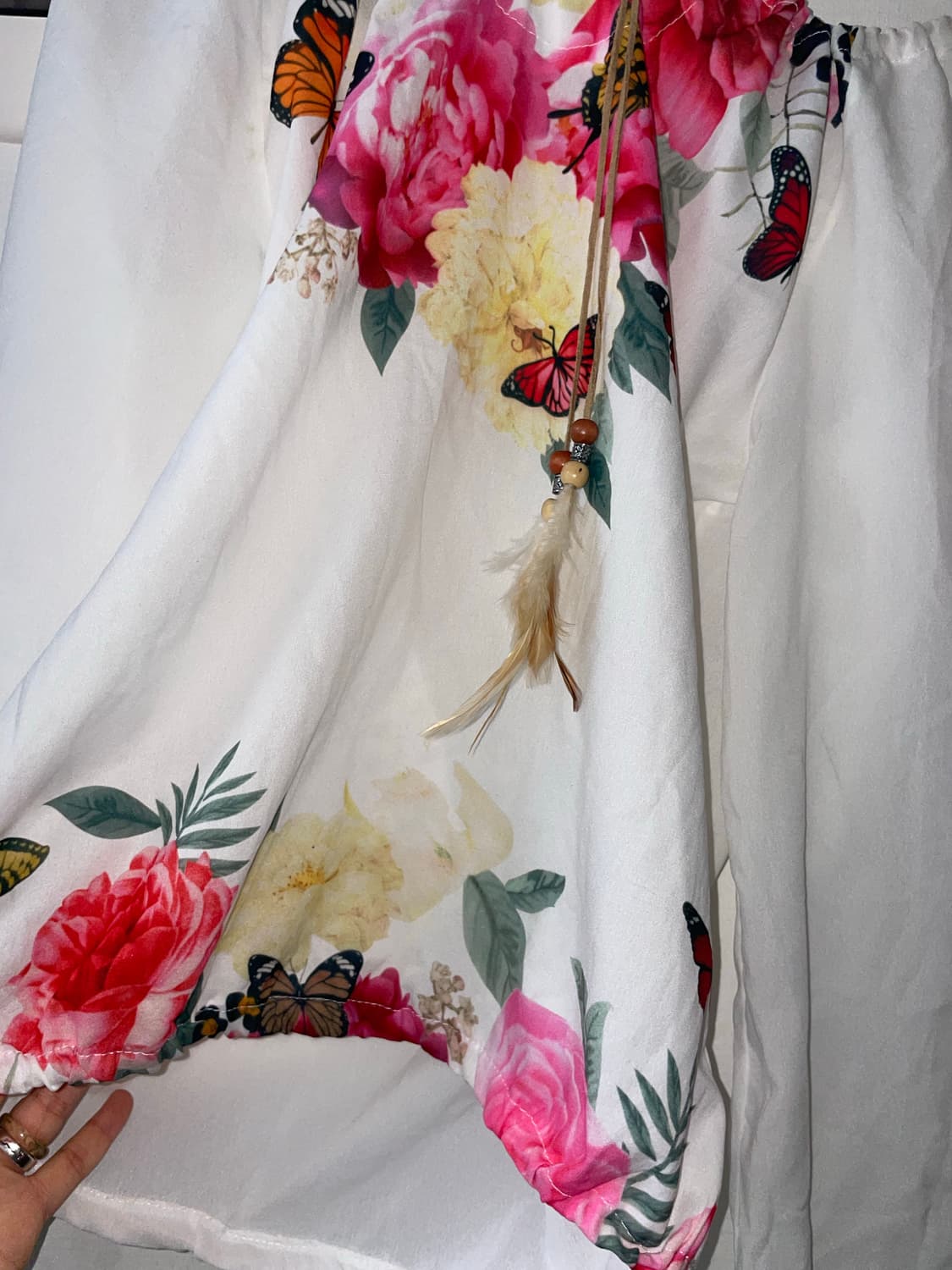 오프숄더 플라워 프린팅 블라우스 상품이미지3