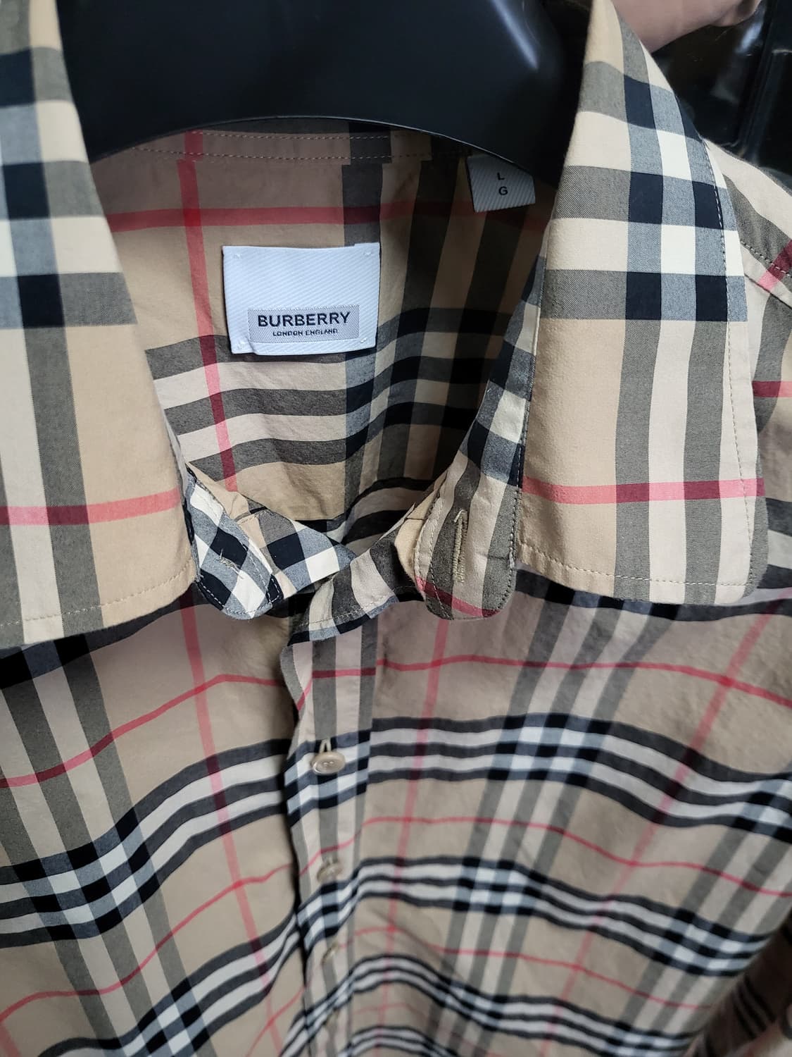 22SS 버버리 체크 코튼 포플린 셔츠 L 상품이미지4