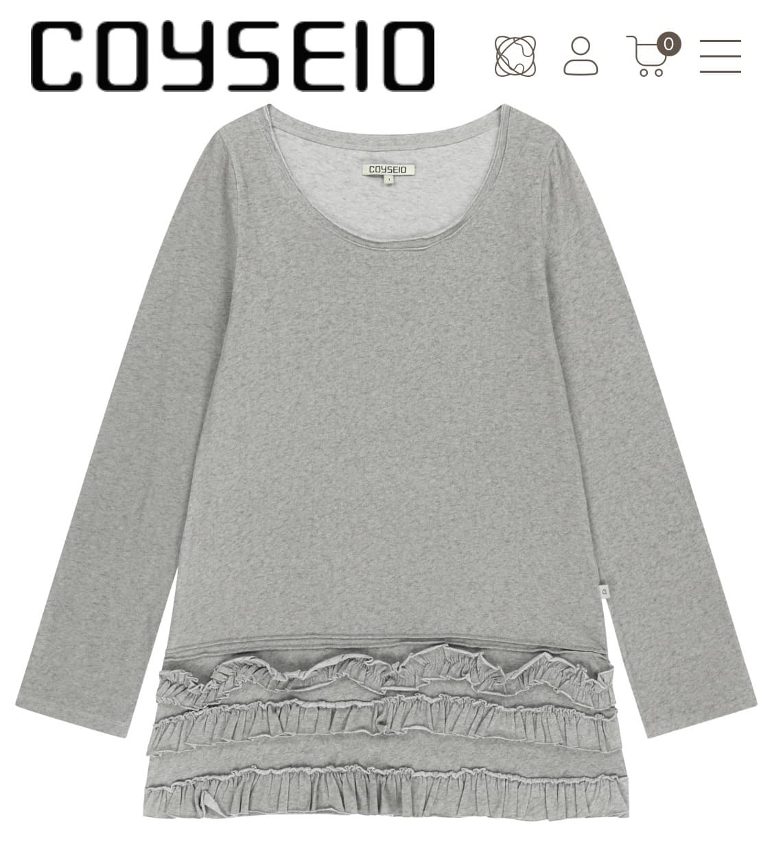 코이세이오  홀 니트 브라운 + 바텀 멀티플 프릴 드레스 그레이 세트 상품이미지3