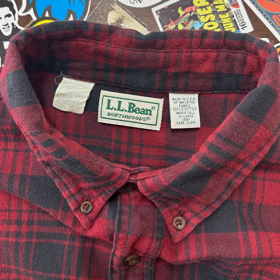 90s USA 엘엘빈 플란넬 체크 셔츠 XL 상품이미지7