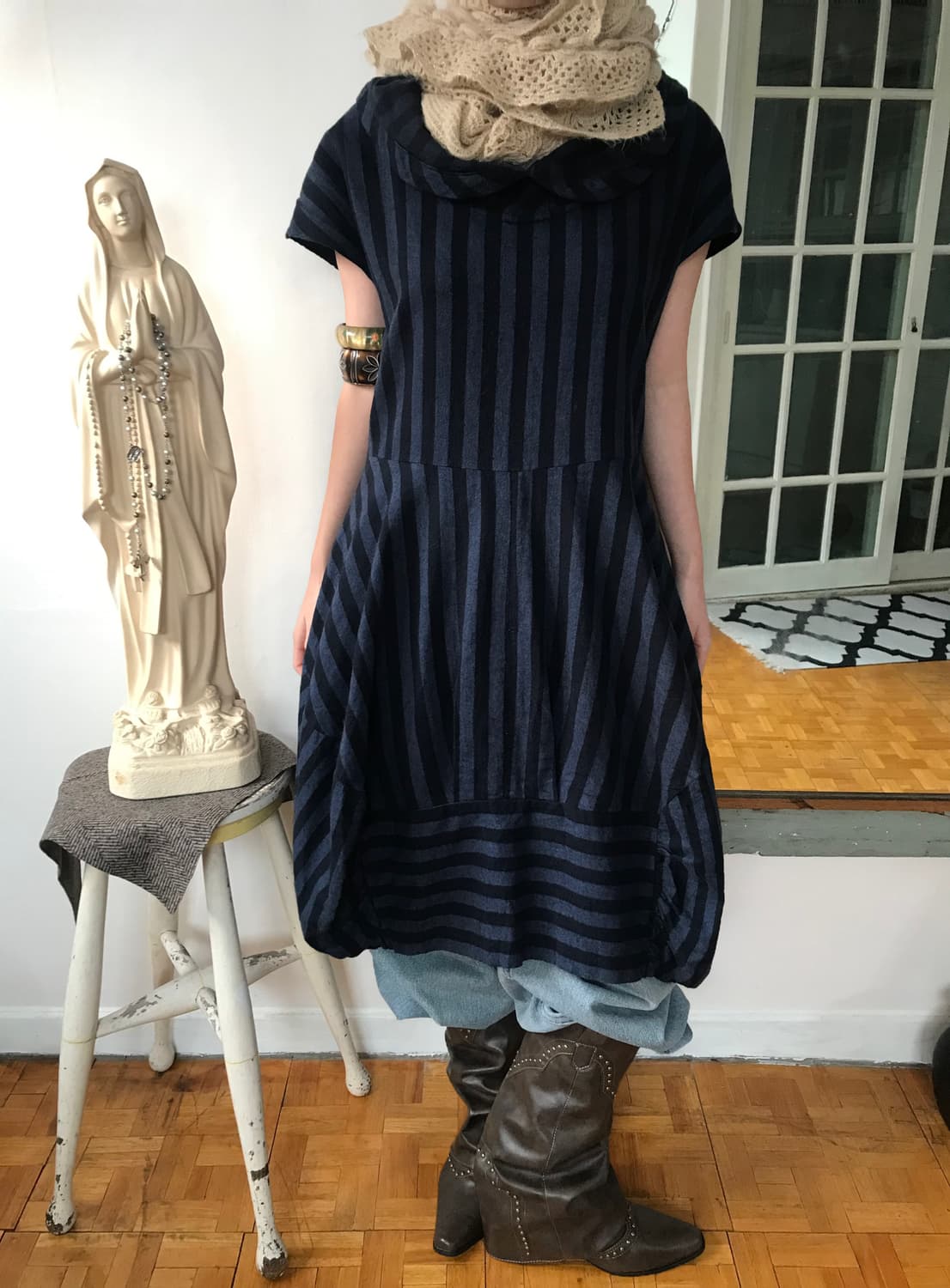 vintage stripe ballon one-piece 상품이미지1