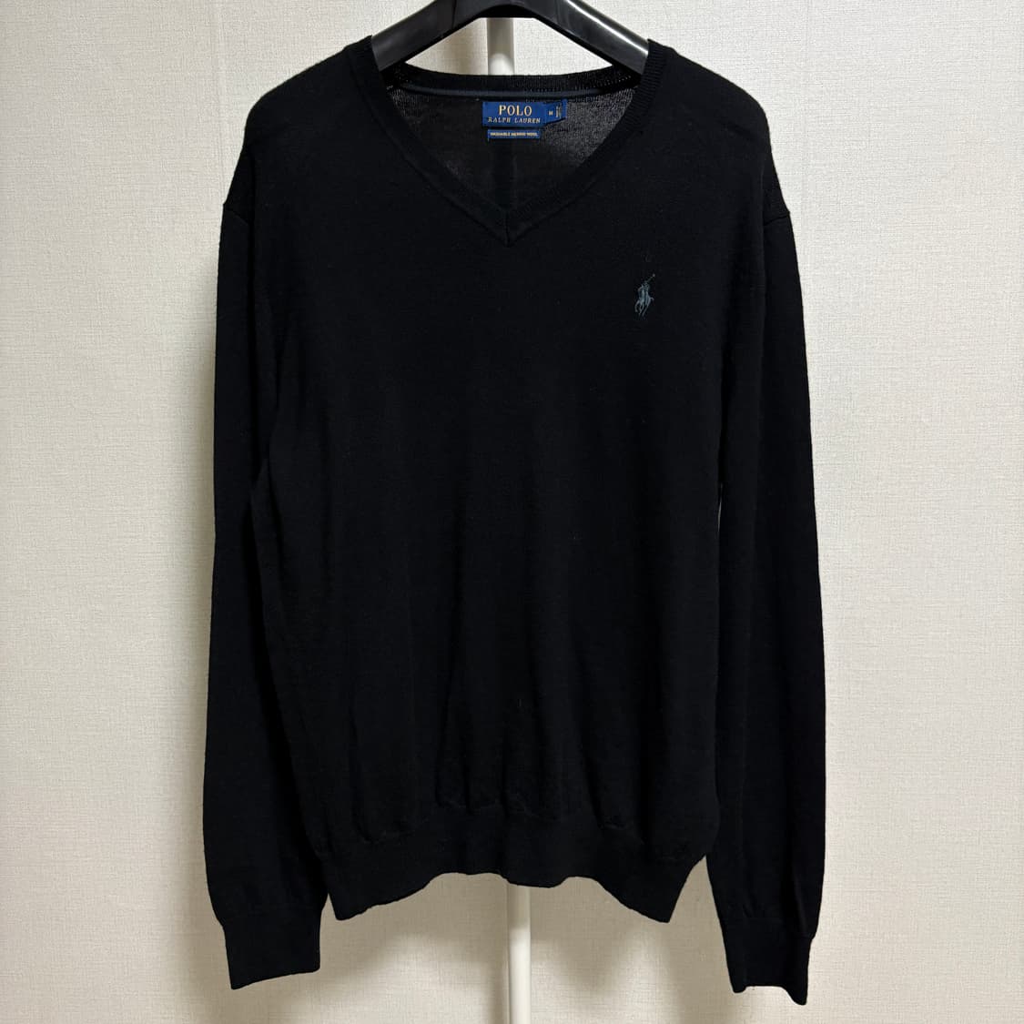 폴로 랄프로렌 워셔블 메리노울 V넥 니트 / 블랙, M 상품이미지1