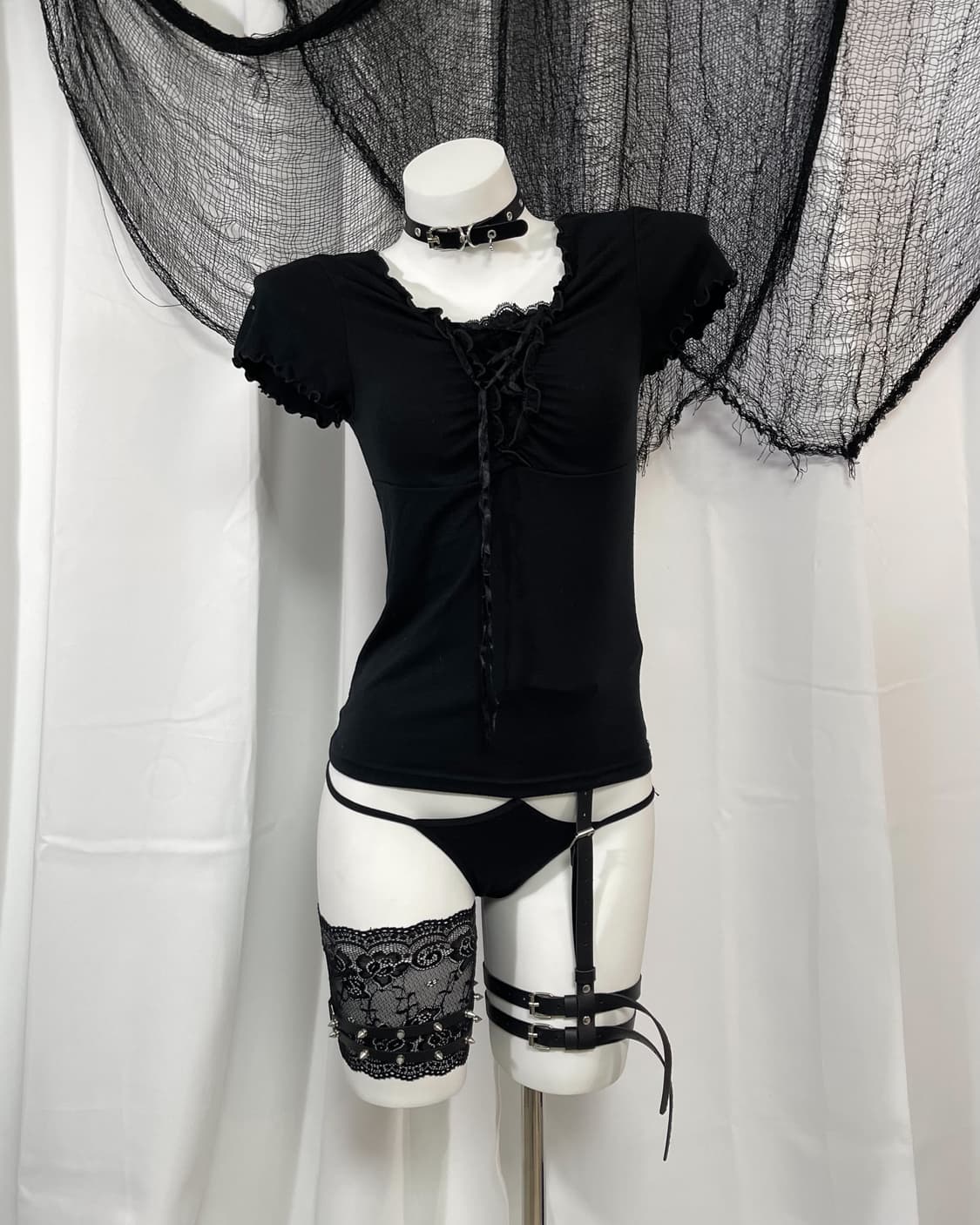 black lace corset t-shirt 상품이미지1