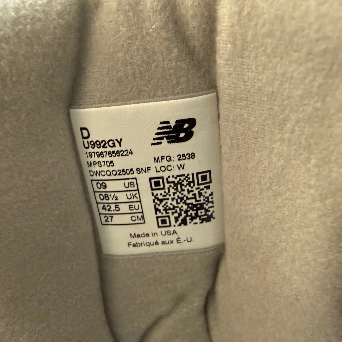 (270)뉴발란스 992 그레이 상품이미지3