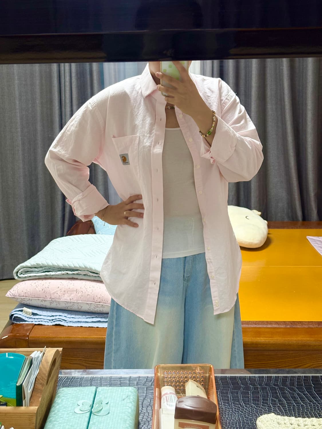 칼하트 딸기우유색 긴팔셔츠 L 상품이미지7
