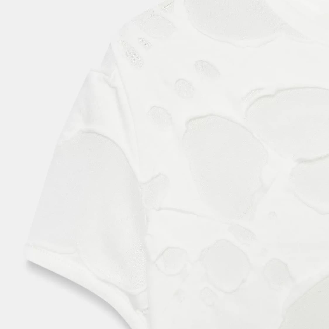 zara 자라 디스트로이드 콤비 티셔츠 화이트 상품이미지4