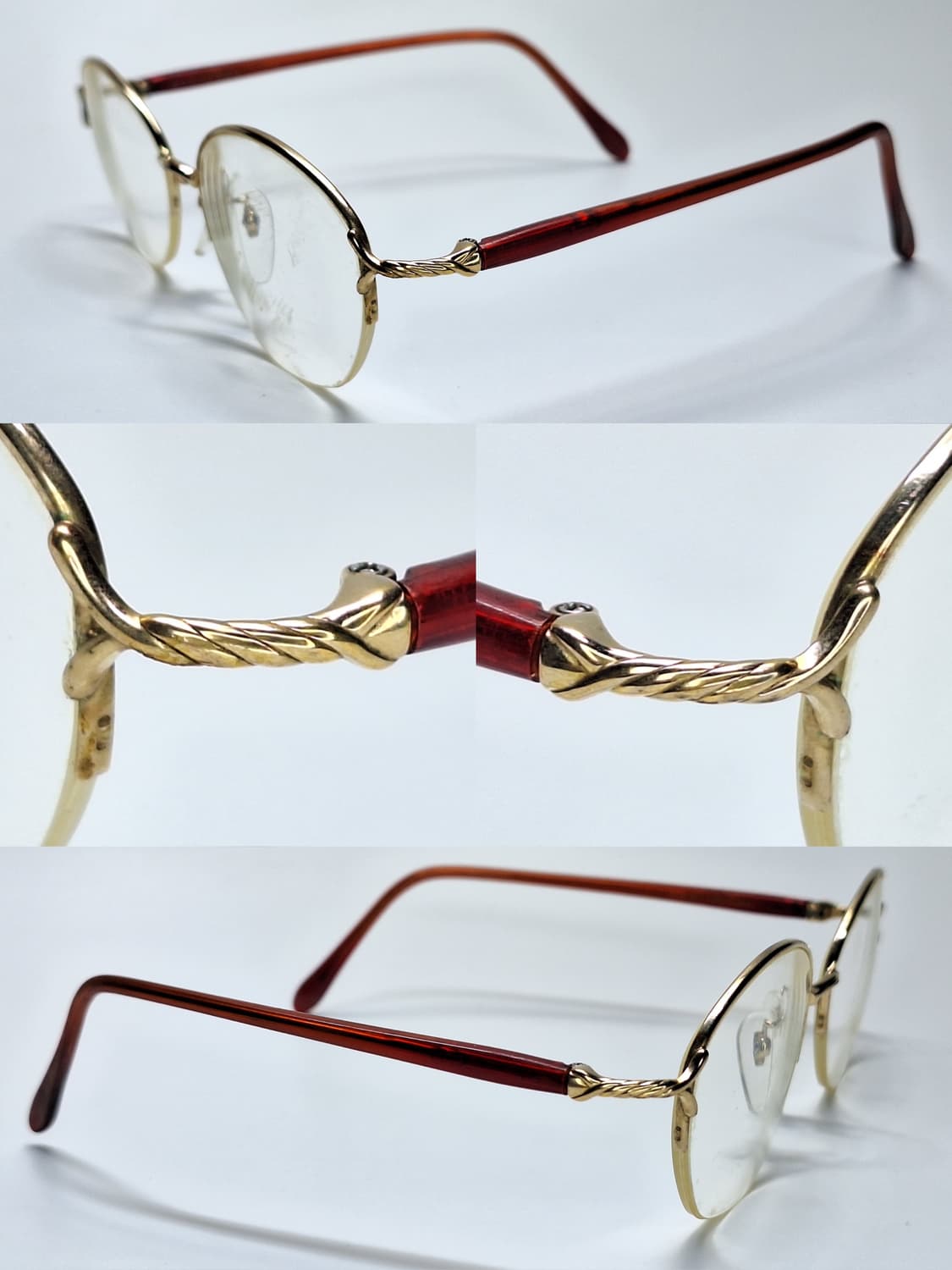 00s 일본 빈티지/버버리 475 골드 티타늄 반무테 안경테 클래식 상품이미지3