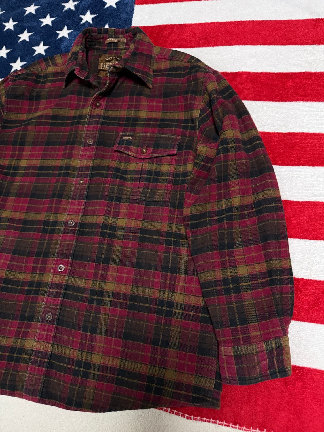 오비스헤비플란넬셔츠 Orvis flannel shirt 스웨이드엘보패치 상품이미지3