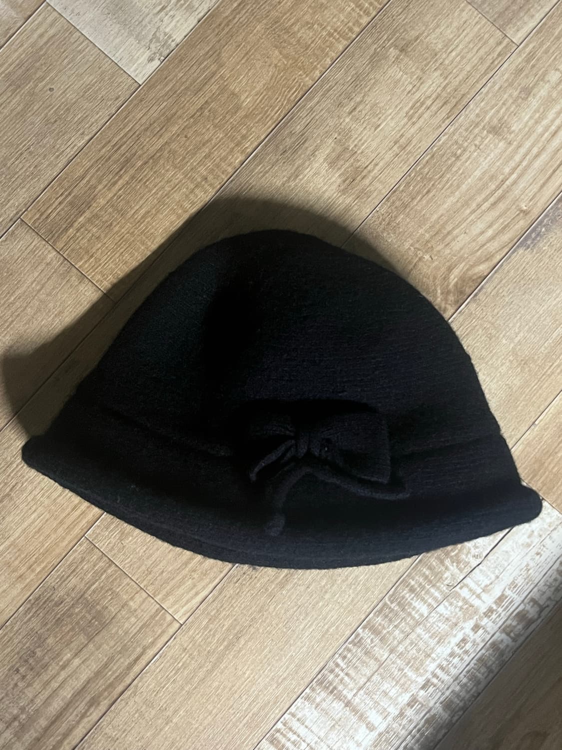 빈티지 검정 리본 울 버킷햇 모자 상품이미지1