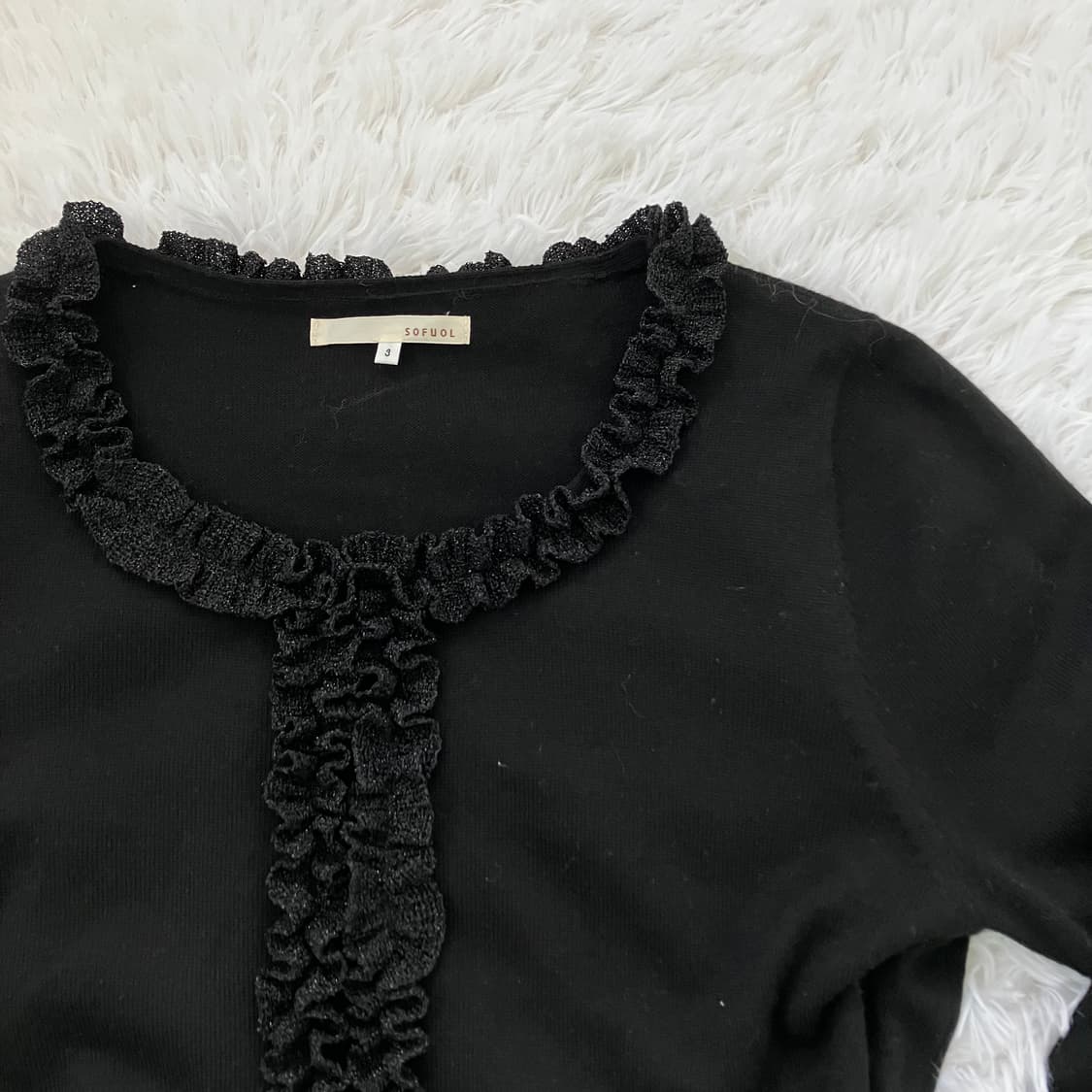 빈티지 블랙 펄 레이스 니트 블라우스 948 y2k 스트릿 갸루 펑키 일 상품이미지3
