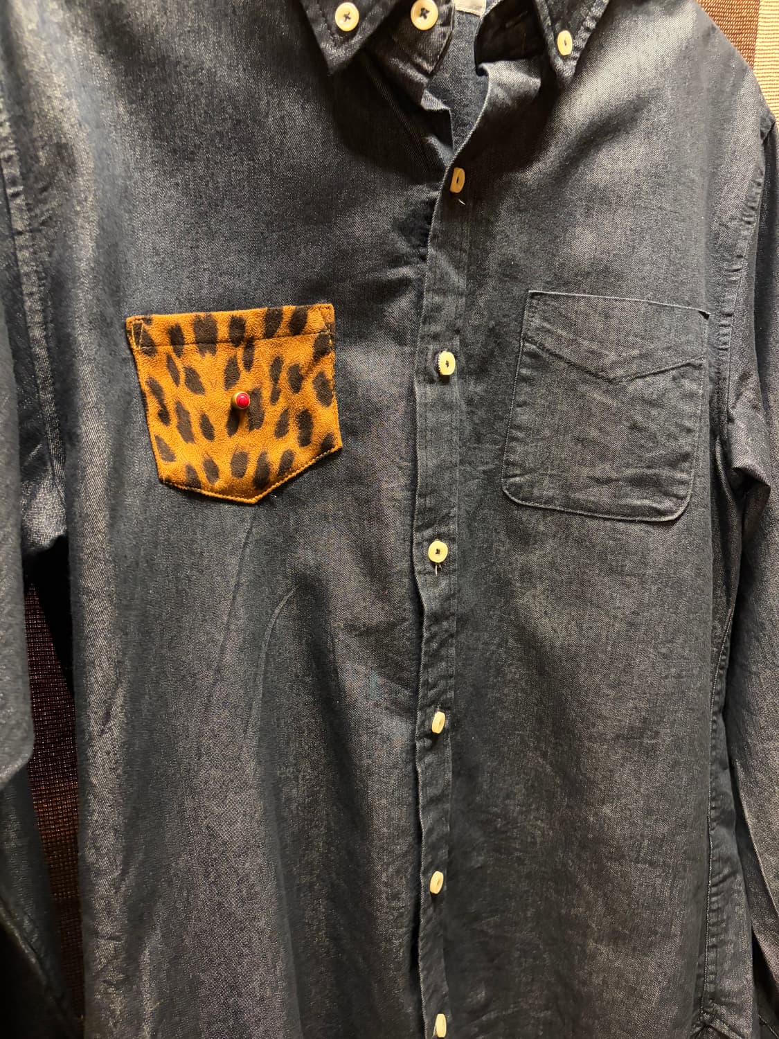 Indigo leopard stud shirt / 레오파드 콘쵸 셔츠 상품이미지3