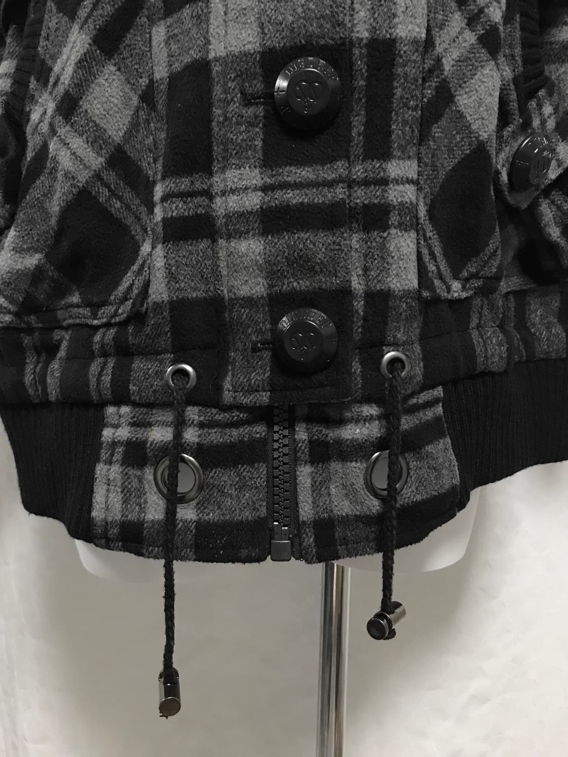 빈티지 digdeep 디그딥 펑크 벨트 디테일 하이넥 체크 점퍼 상품이미지5