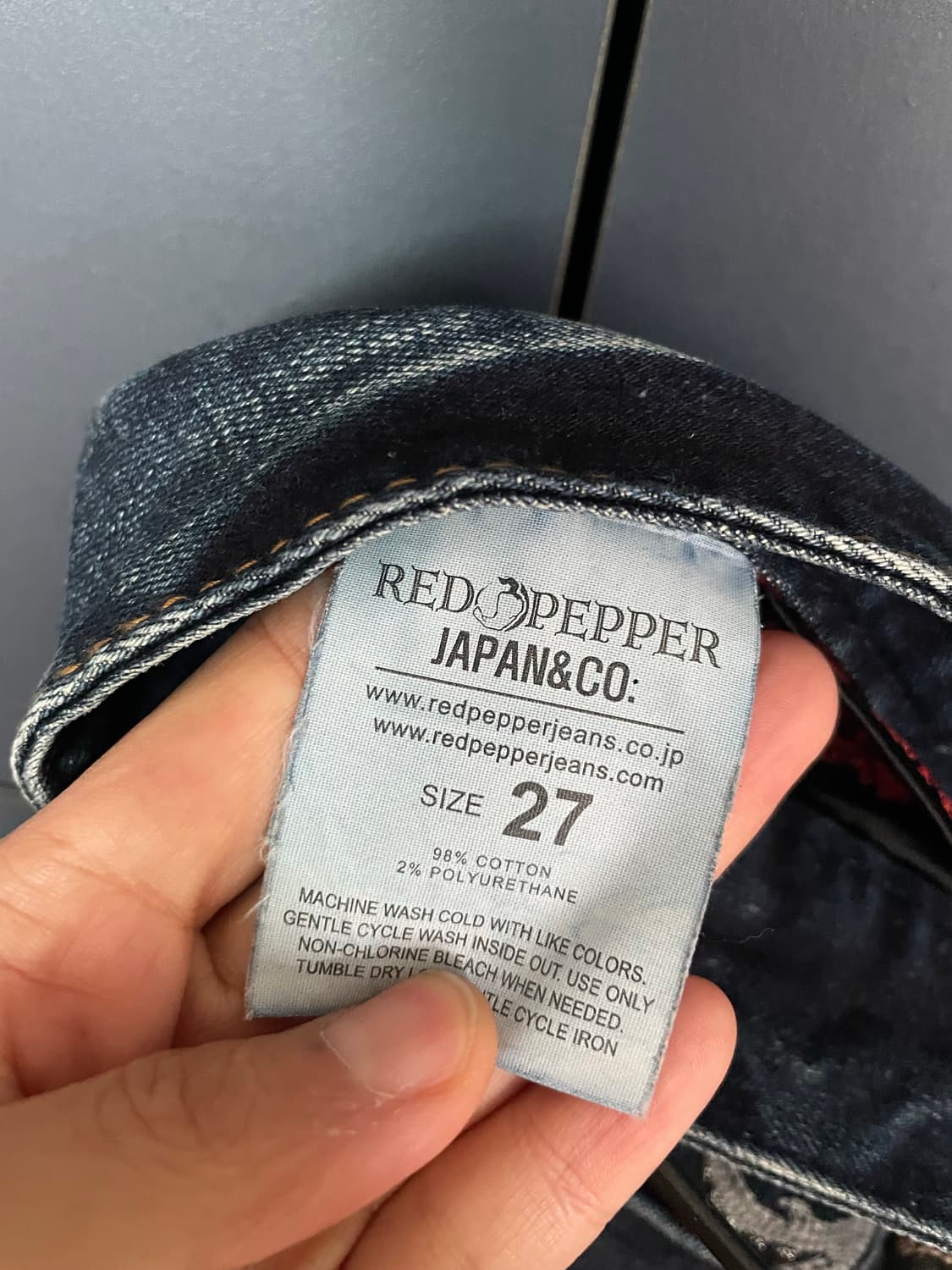 레드페퍼 워싱 y2k 그런지 나비 자수 패치 스키니진 상품이미지5