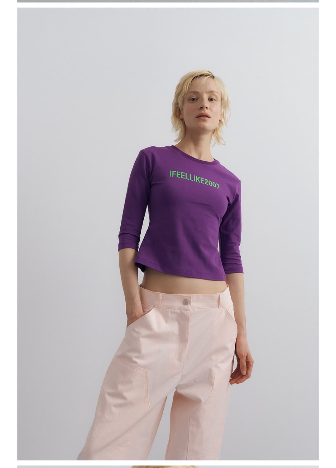 Like 3/4 Sleeve T-shirts_Purple 상품이미지2