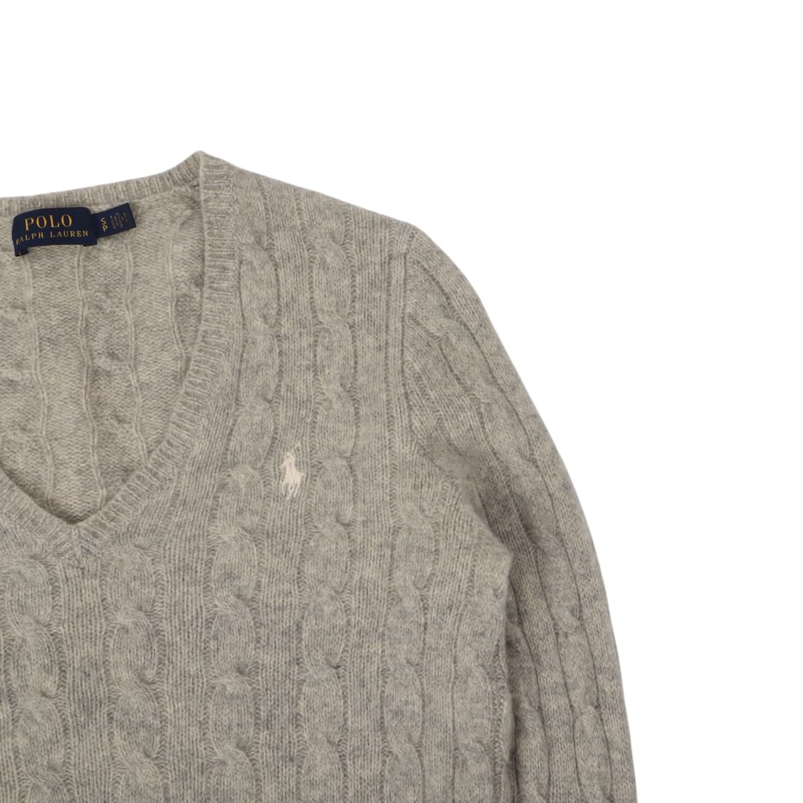 폴로 랄프로렌 그레이 울 캐시미어 케이블 브이넥 니트 상품이미지3