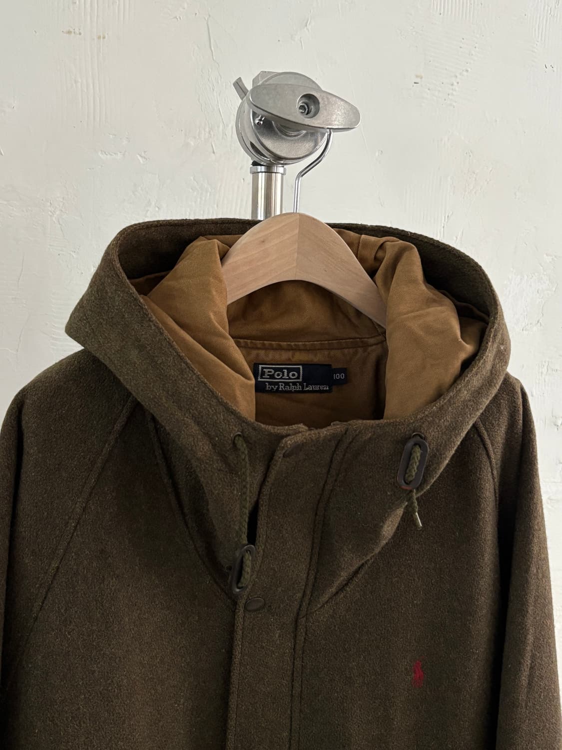 Polo 폴로 랄프로렌 90s 딥카키 컬러 울 후드 자켓 상품이미지3