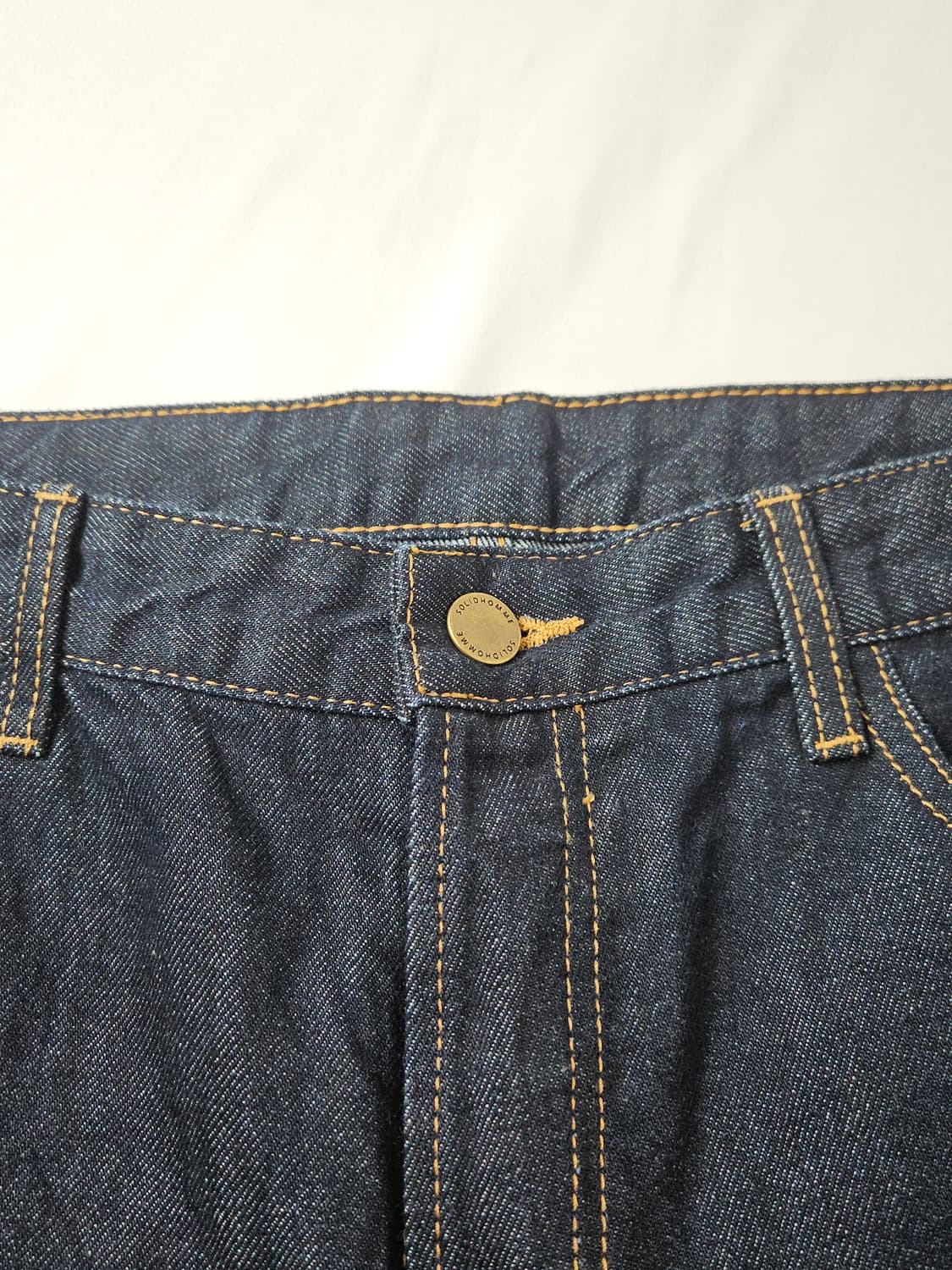 솔리드옴므 가죽패치 생지 데님팬츠 블랙 흑청 진 52 (정품) 상품이미지5